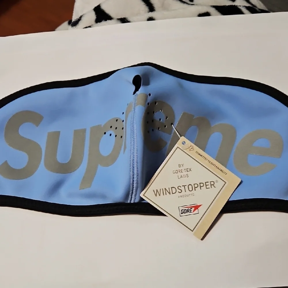 Supreme Light Blue and Gray Face Mask